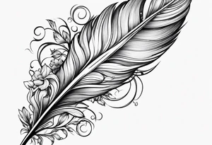Feather with flowers going up wards for a foot tattoo tattoo idea