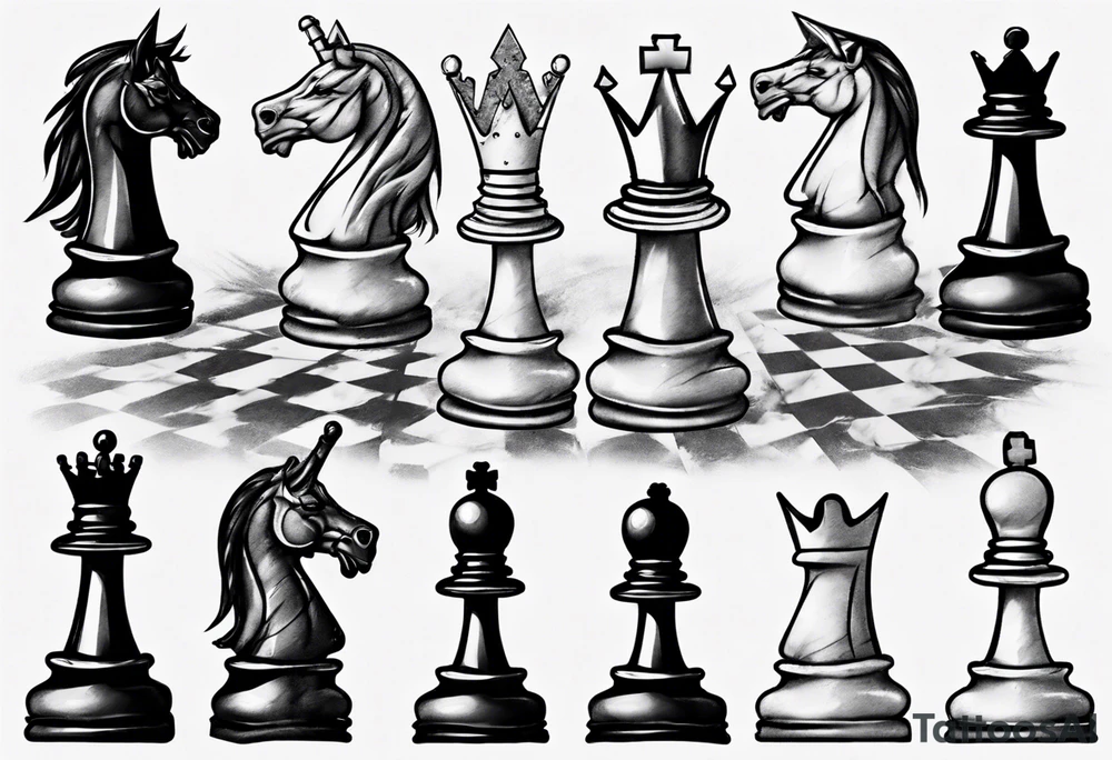 big king chess with lots of cracks marble tattoo idea