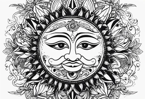 a simple sun with eyes and mouth tattoo idea