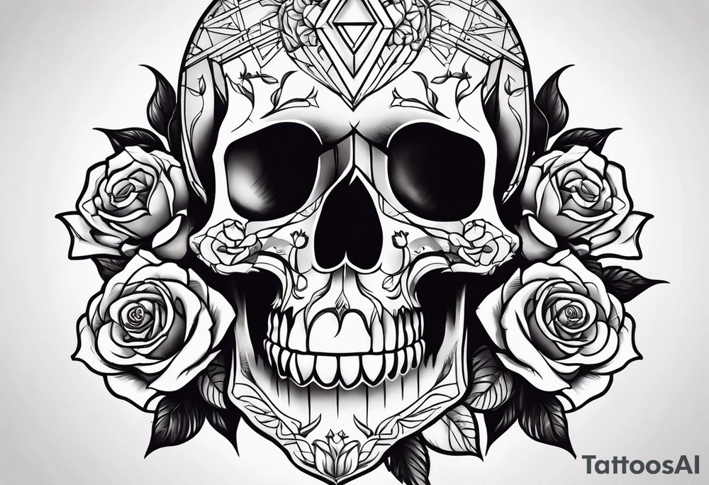 skull and roses tattoo idea