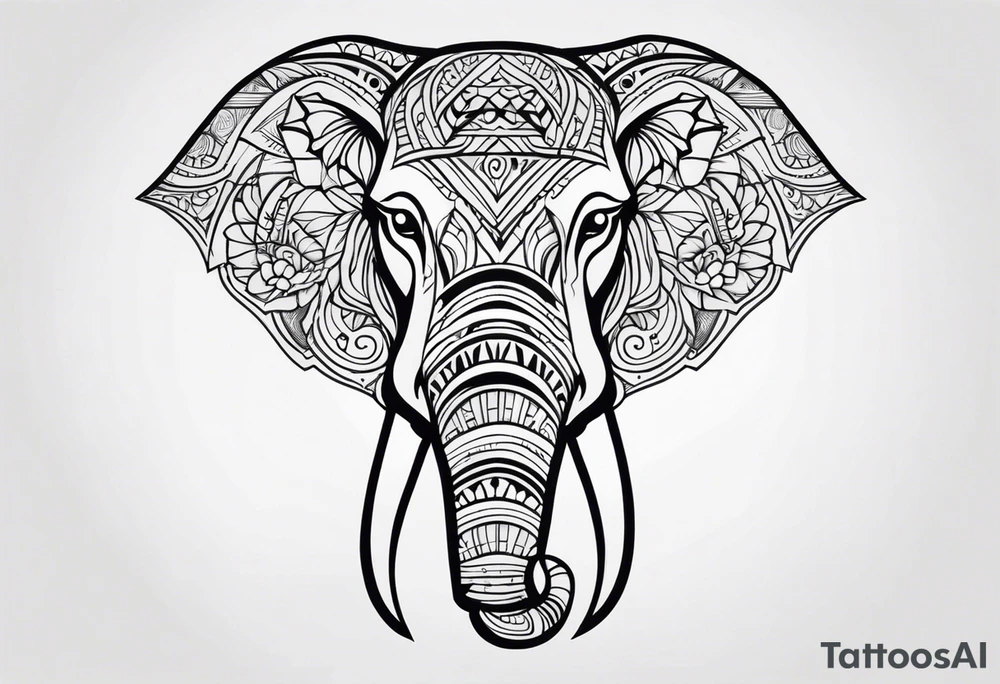Tribal elephant face with patterns tattoo idea