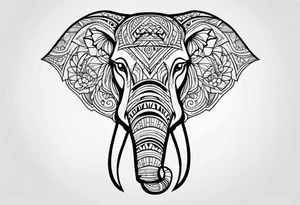 Tribal elephant face with patterns tattoo idea