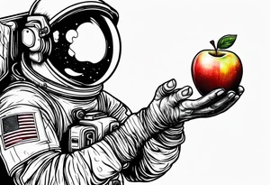 astronaut picking an apple tattoo idea