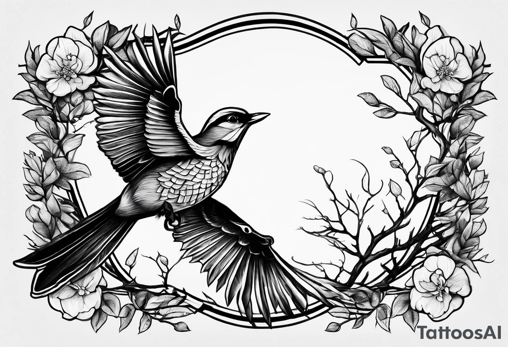 Bird oak tattoo idea