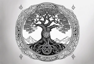 Yggdrasil tree combined with odin tattoo idea