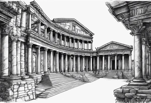 Ancient Roman City buildings tattoo idea