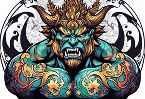 Old bodybuilder monster tattoo idea