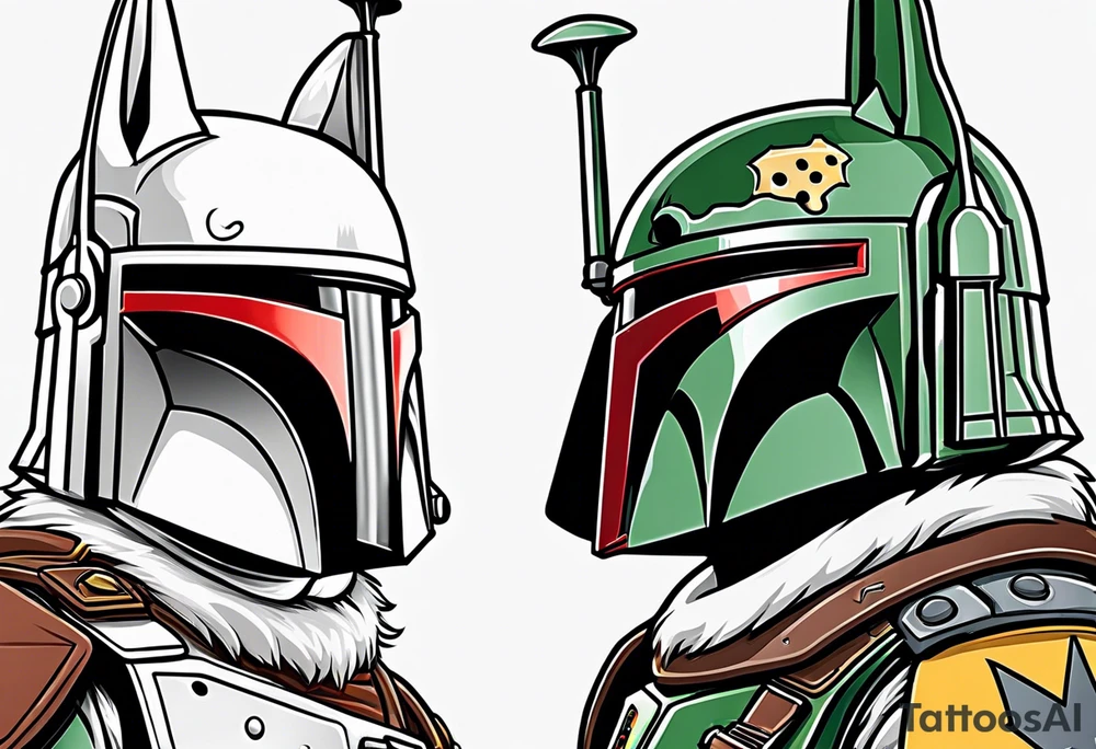 American Eskimo dog, dressed like boba fett tattoo idea