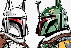 American Eskimo dog, dressed like boba fett tattoo idea