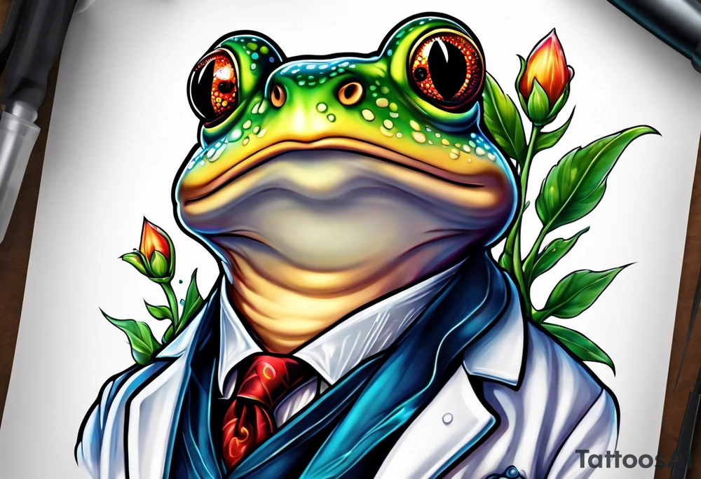 Toad in a lab coat tattoo idea