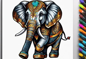 Elephant roller skating tattoo idea