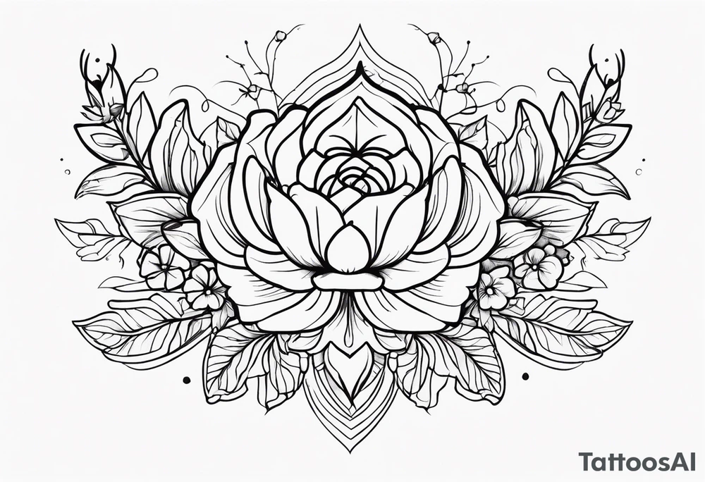 Cybersigilism mixed with floral design tattoo idea