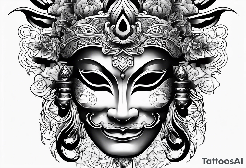 Japanese mask tattoo idea
