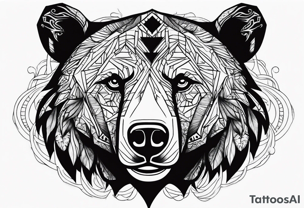 bear face scary tattoo idea