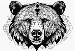 bear face scary tattoo idea