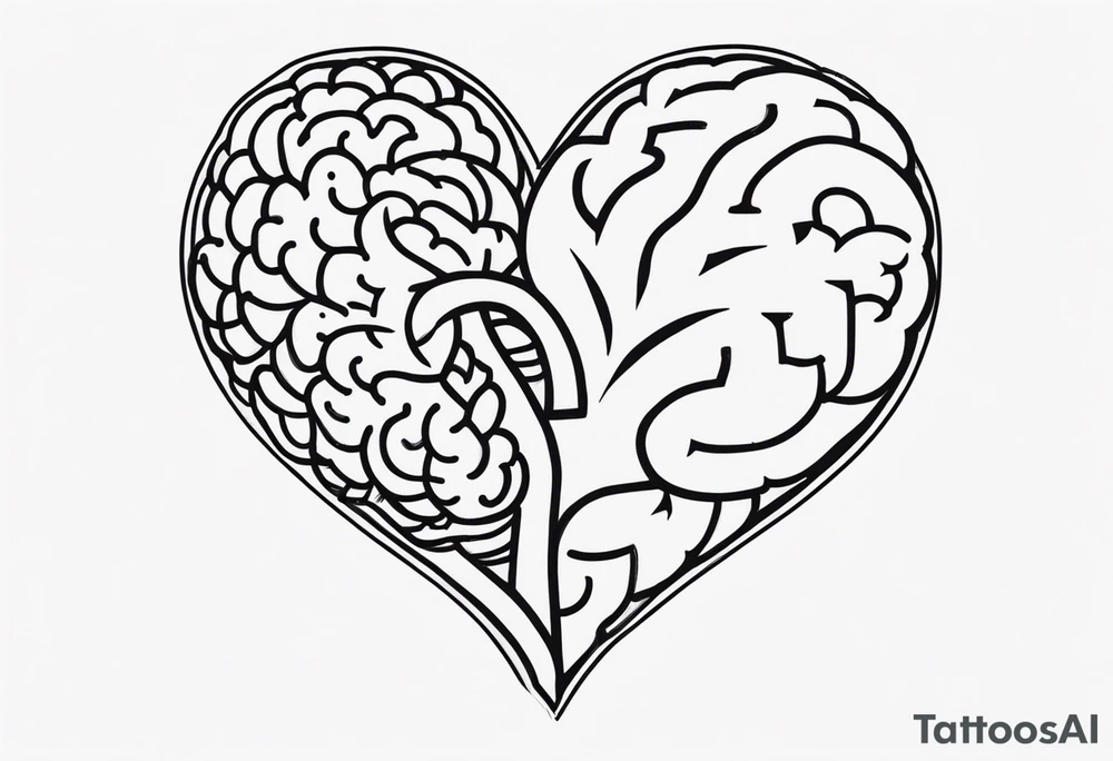 Picture of a heart and brain with a down arrow tattoo idea