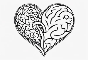 Picture of a heart and brain with a down arrow tattoo idea
