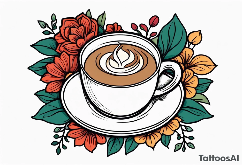 coffee 
old school vintage simple traditional design surrounded by vintage flowers cross



bold color simple tattoo idea