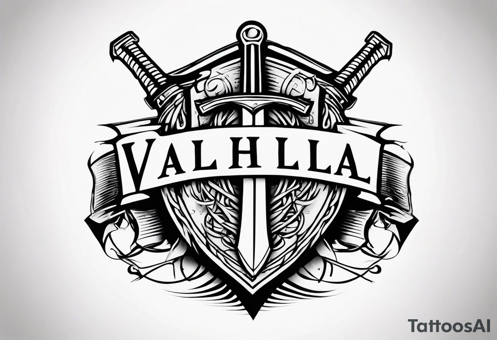 Valhalla sword shield barb wire tattoo idea