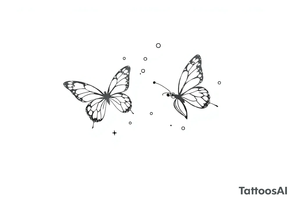 Simple butterflies with sparkles and some bubbles tattoo idea