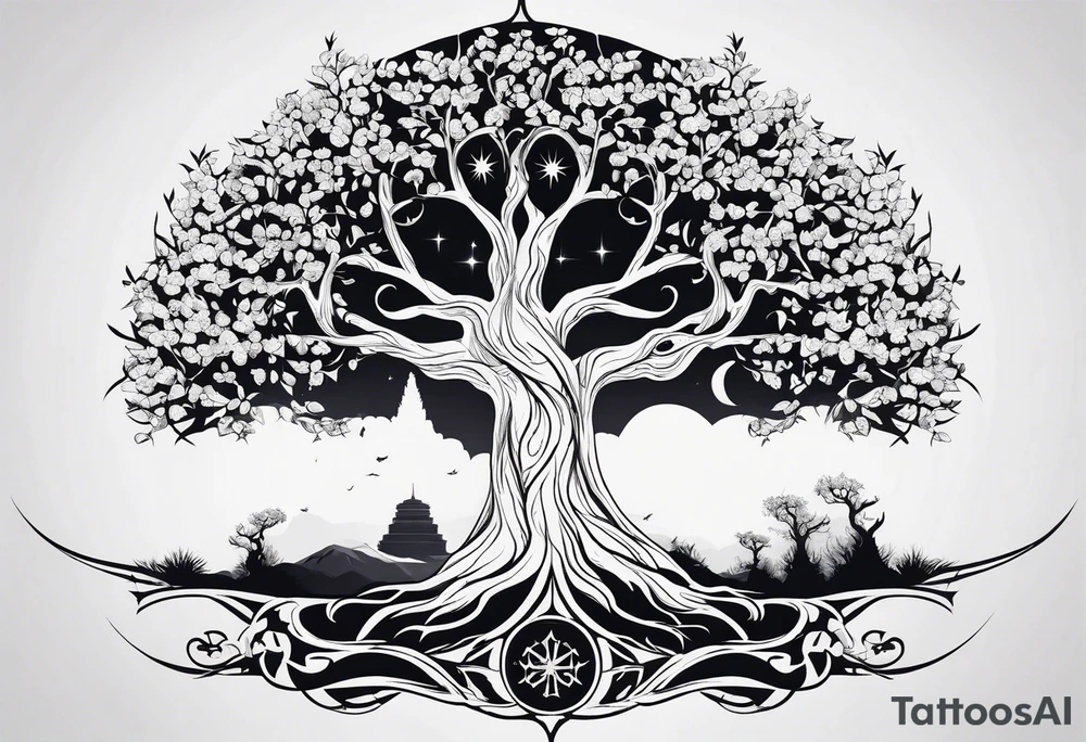 White tree of Gondor and star wars rebel symbol tattoo idea