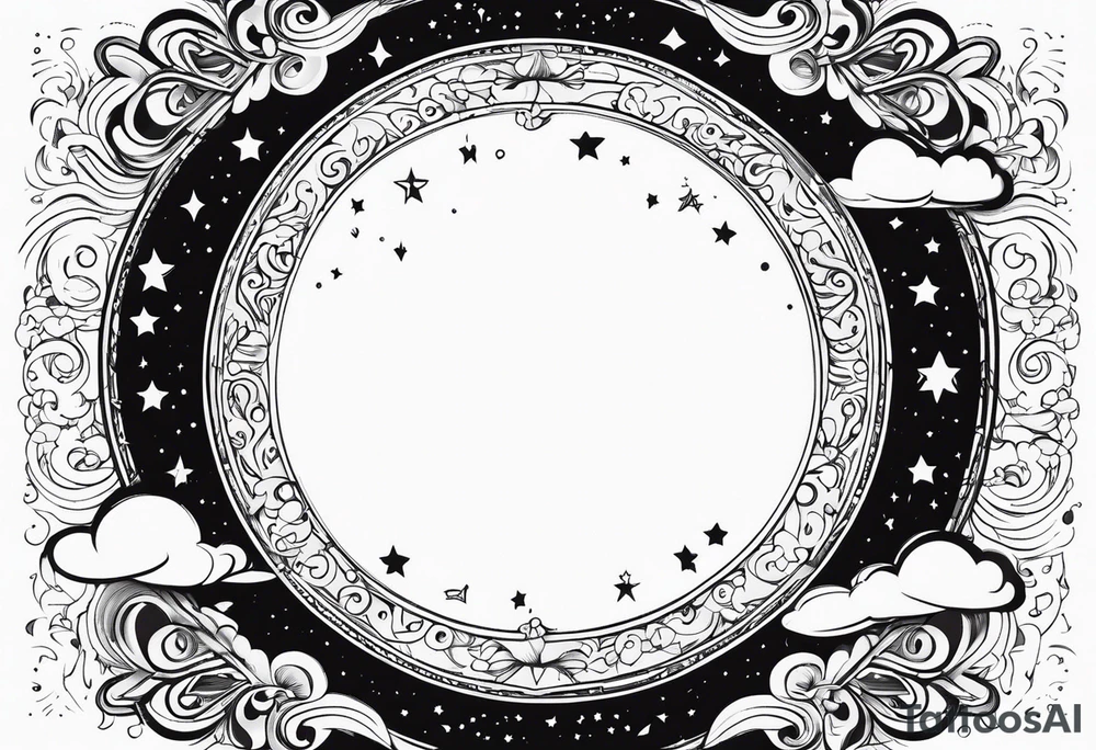 circle vignette frame surrounded by stars clouds tattoo idea circle vignette frame surrounded by stars clouds tattoo idea