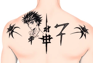 Anime design featuring yuyu hakusho, Toradora, and Eyeshield 21 tattoo idea