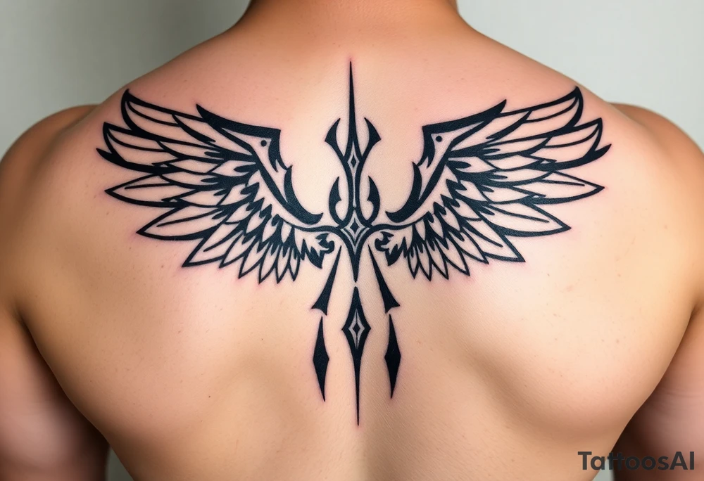 Angel wings in blood tattoo idea
