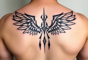 Angel wings in blood tattoo idea
