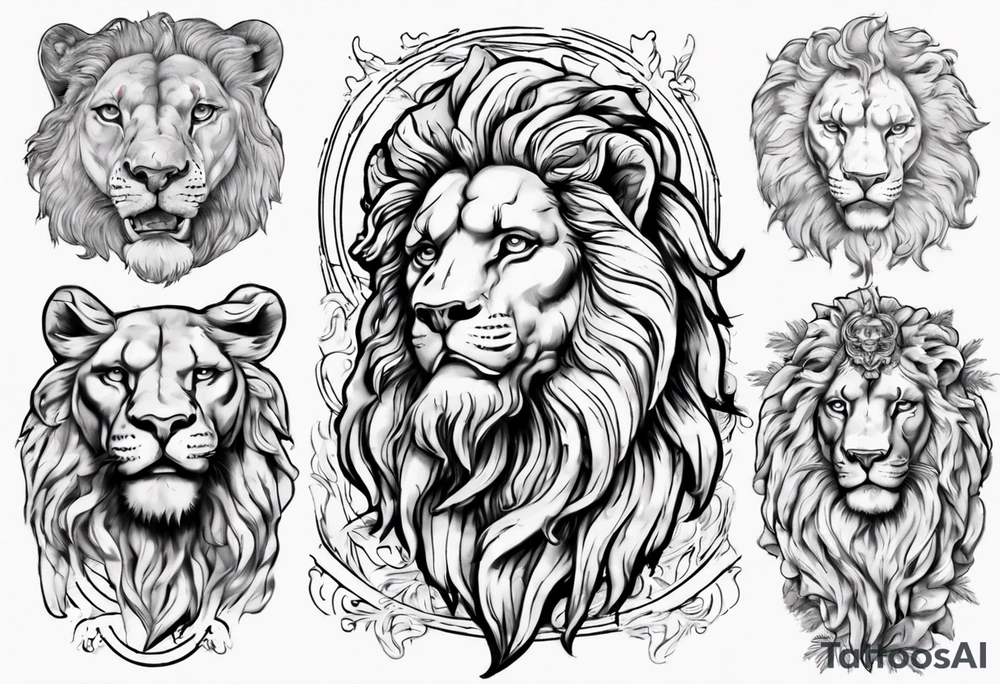 Statue of david with a lion tattoo idea