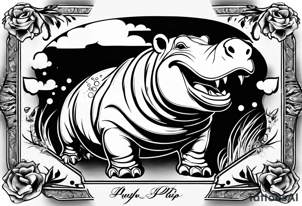 Baby hippo laughing tattoo idea