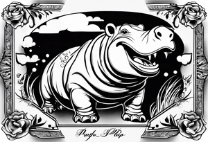 Baby hippo laughing tattoo idea