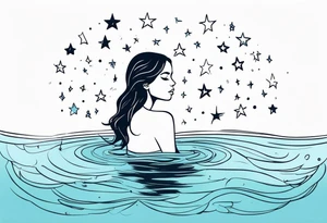 girl in water with stars above tattoo idea