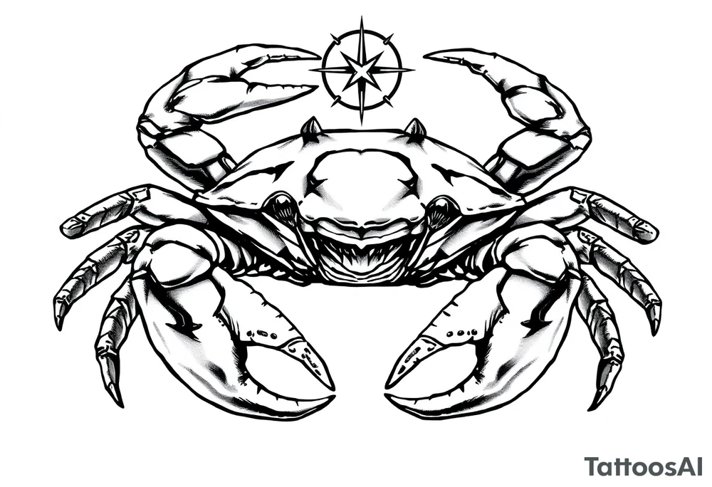 A king crab with with the cancer zodiac signin it’s claws tattoo idea