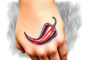 Chili pepper with flames and raining bullets in the background tattoo idea