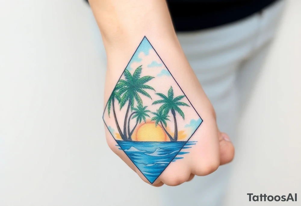 Palm trees, water, florida, all fit in a triangle tattoo idea