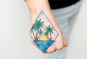 Palm trees, water, florida, all fit in a triangle tattoo idea