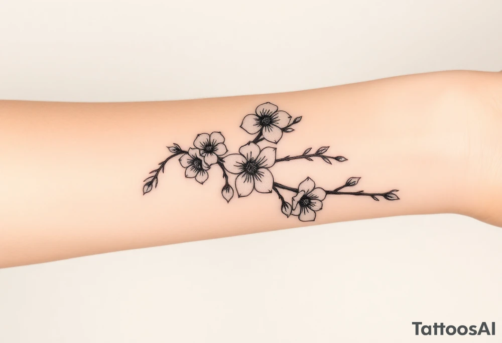 dagger cherry blossoms tattoo idea
