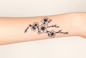 dagger cherry blossoms tattoo idea