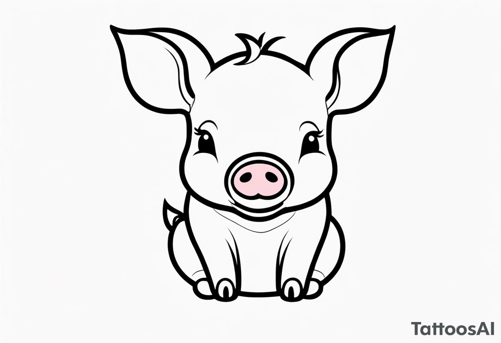 very cute piglet.
outline only tattoo idea