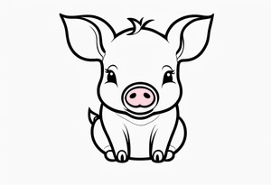 very cute piglet.
outline only tattoo idea