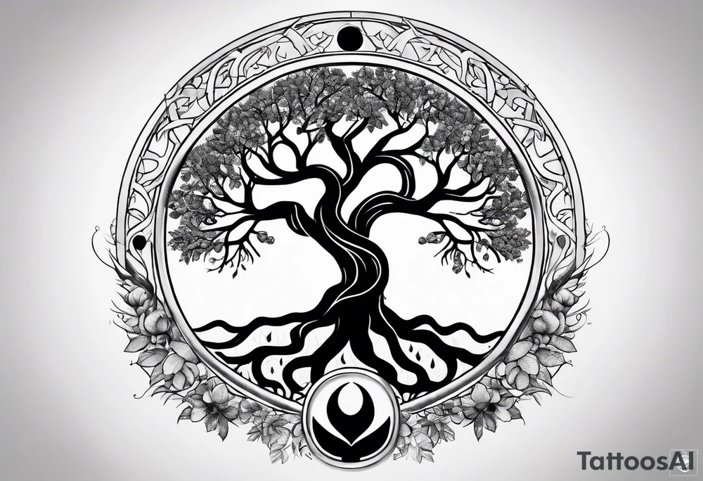 tree of life with zodiac crab tattoo idea