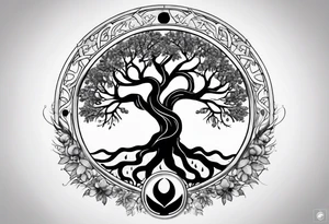 tree of life with zodiac crab tattoo idea
