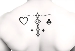 I want Hearts, Diamonds, Clubs, and Spades as a metric design

 as a tattoo on the back of my forearm tattoo idea