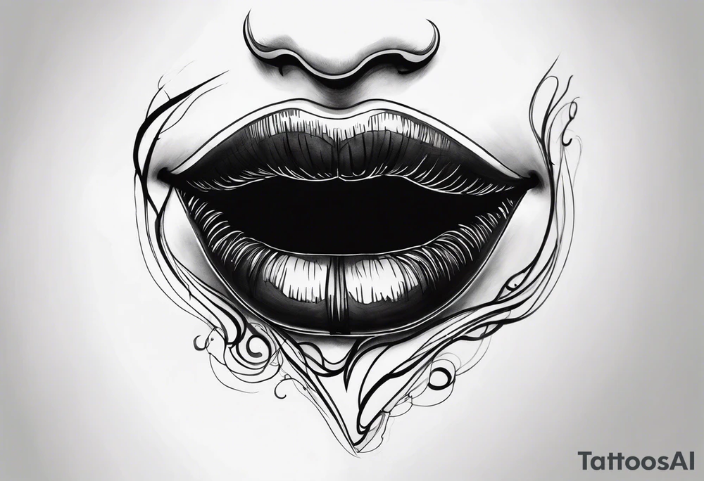 Draw me a mouth with black smoke coming out of it tattoo idea