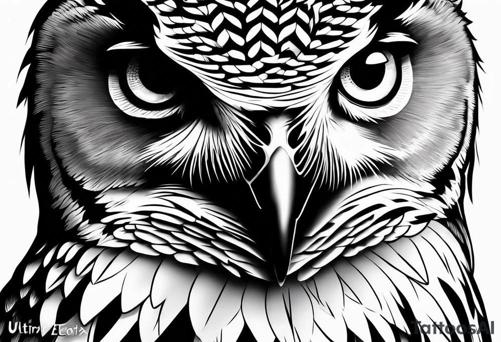 powerful owl, close-up tattoo idea
