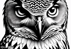 powerful owl, close-up tattoo idea