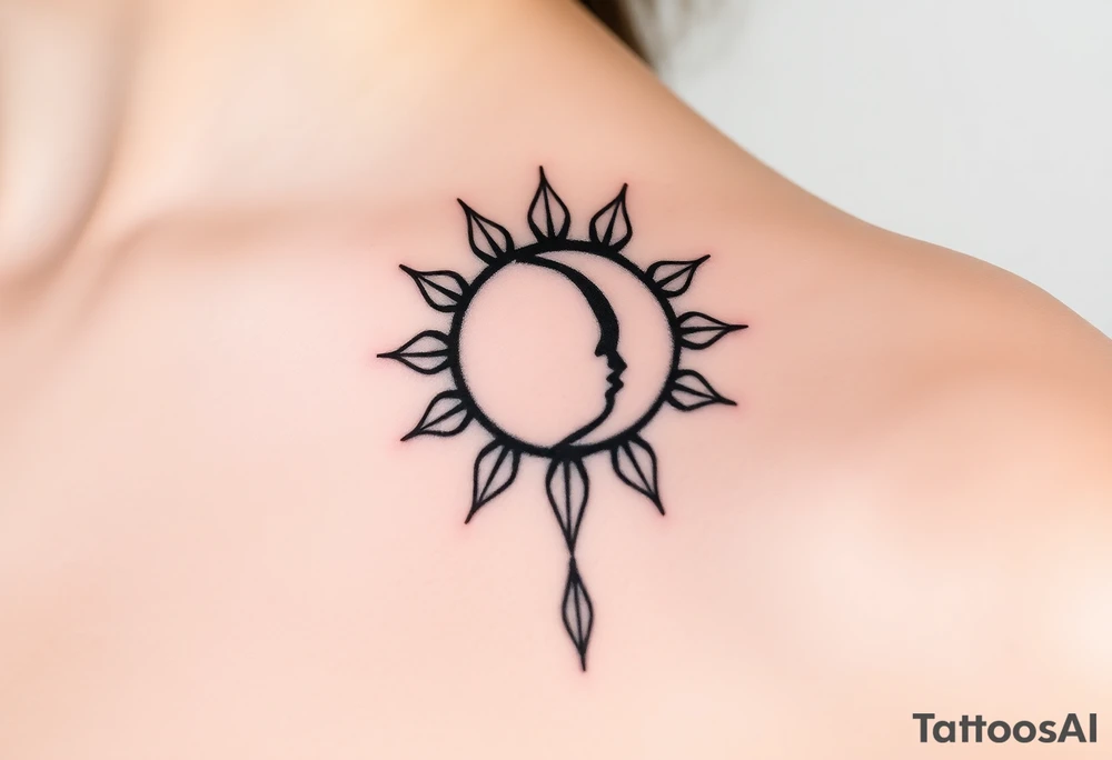 The sun and the moon cascading tattoo idea