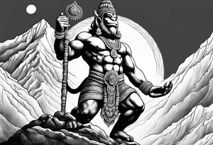 Hanuman lifting the mountain with his hand tattoo idea