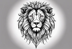 Full Tree with roots turns into lion head tattoo idea